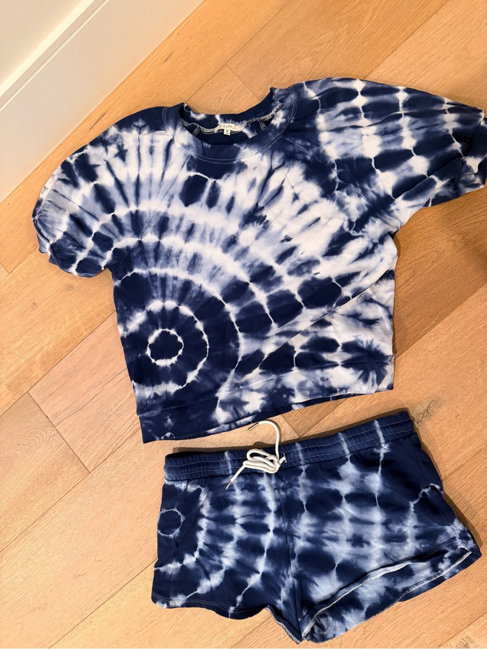 Z Supply Navy and White Tie-Dye Tee